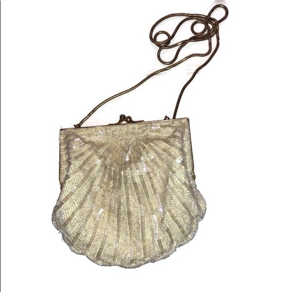 Vintage Handbags - Vintage beaded wedding crossbody purse